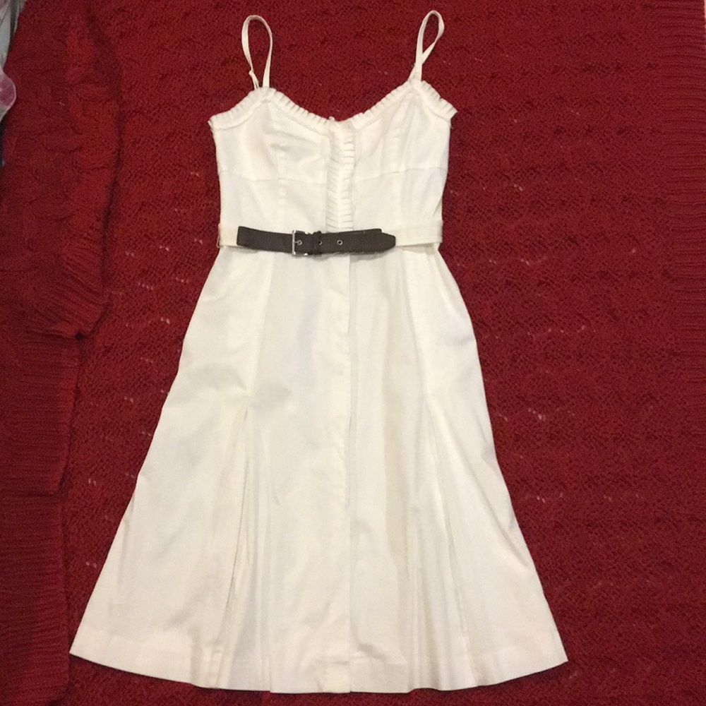 INC White Midi Dress with Belt